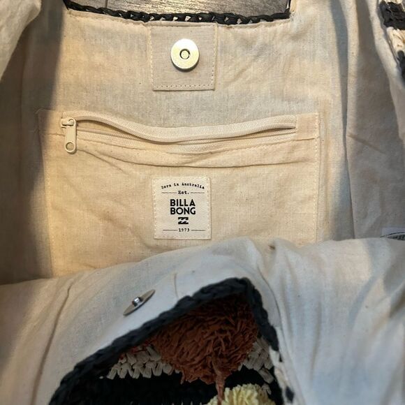 Billlabong Black and Cream Striped Tote Bag - Picture 2 of 5